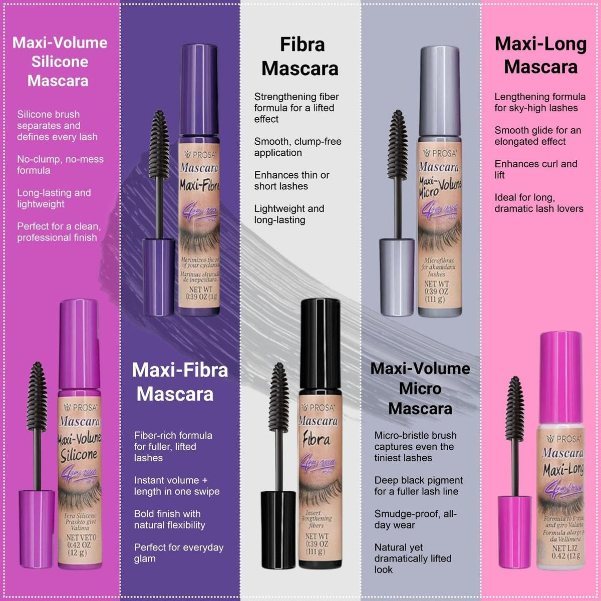 Prosa mascara size comparison in hand highlighting pack portability and professional value benefit convenience
