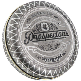 Prospectors front packaging showing tin and matte finish benefit