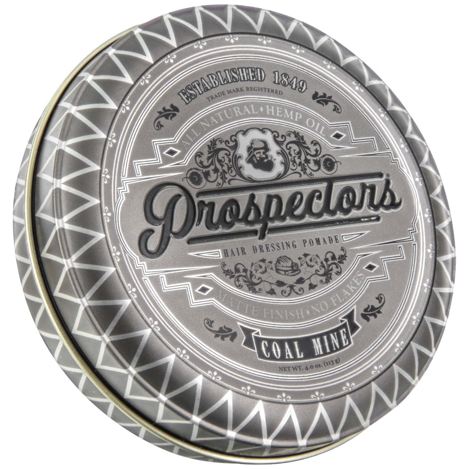 Prospectors front packaging showing tin and matte finish benefit