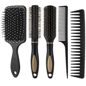 ProSuites front view of full 5-piece brush and comb kit showing contents and benefit