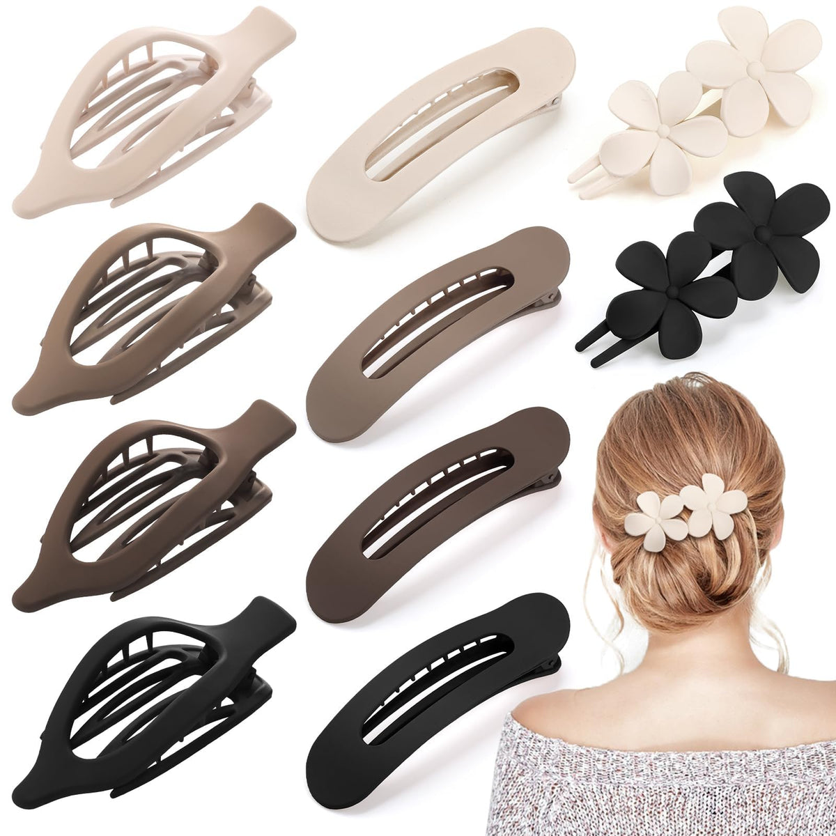 ProSuites front pack showing all ten flat hair clips and color tones for quick selection