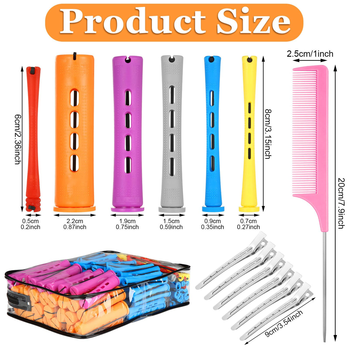 ProSuites assortment of six rod diameters displayed, offering diverse curl sizes