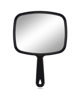 PROTECLE front view of large hand mirror showing full reflective surface and benefit of wide viewing
