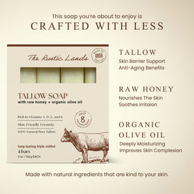 PROVENCE ESSENTIALS ingredients display with raw honey, olive oil, and grass-fed tallow emphasising purity