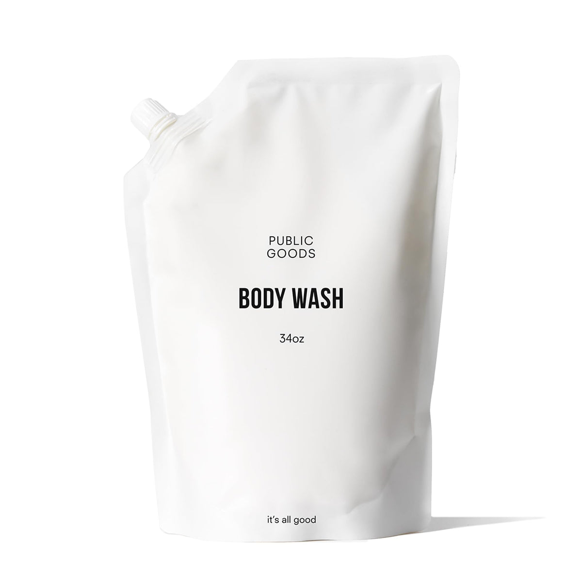 Public Goods front packaging showing refill pouch and branding, eco-friendly benefit
