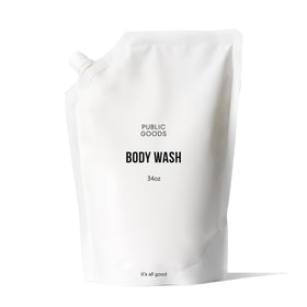 Public Goods front packaging showing refill pouch and branding, eco-friendly benefit