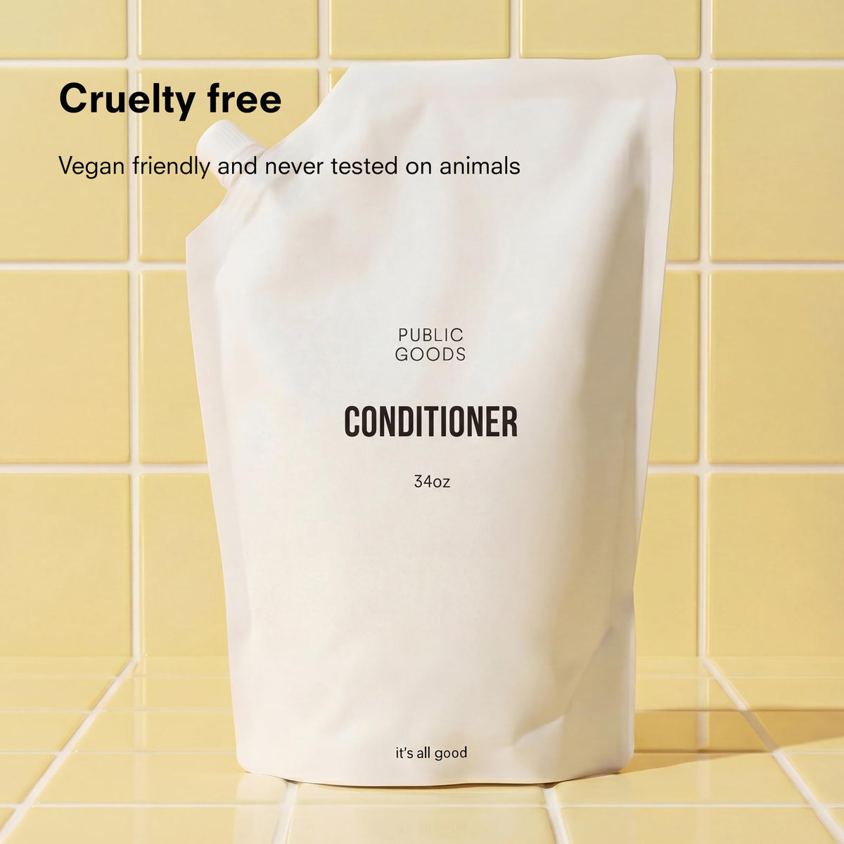 Public Goods conditioner creamy texture close-up for visible moisture benefit