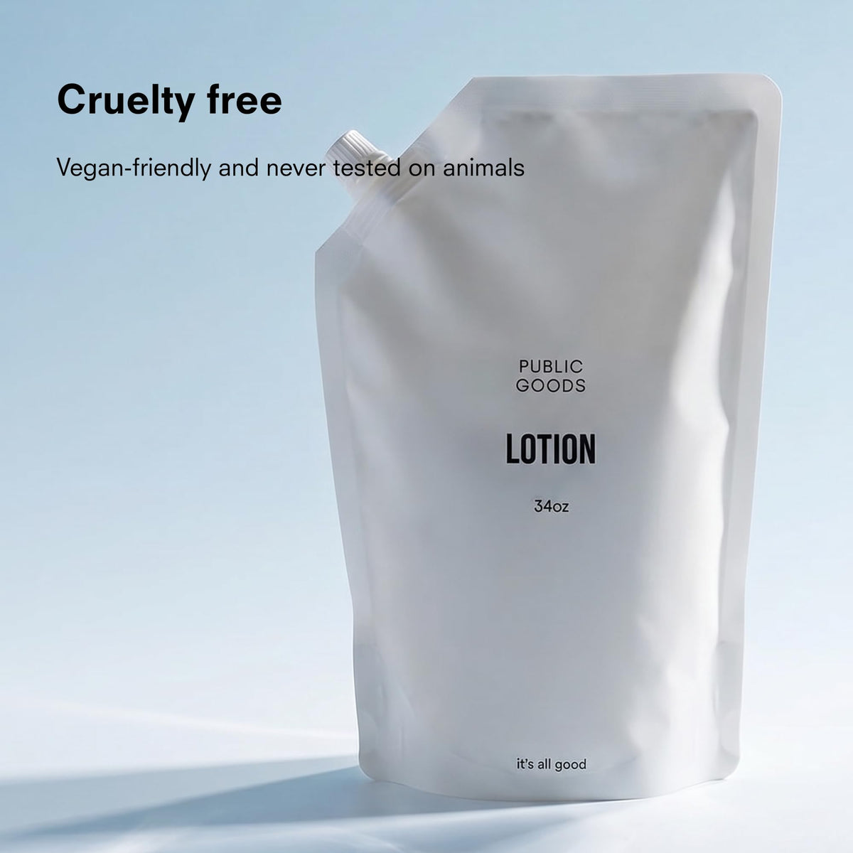 Public Goods close-up of lotion texture, creamy consistency for smooth hydration