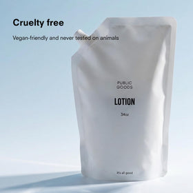 Public Goods close-up of lotion texture, creamy consistency for smooth hydration