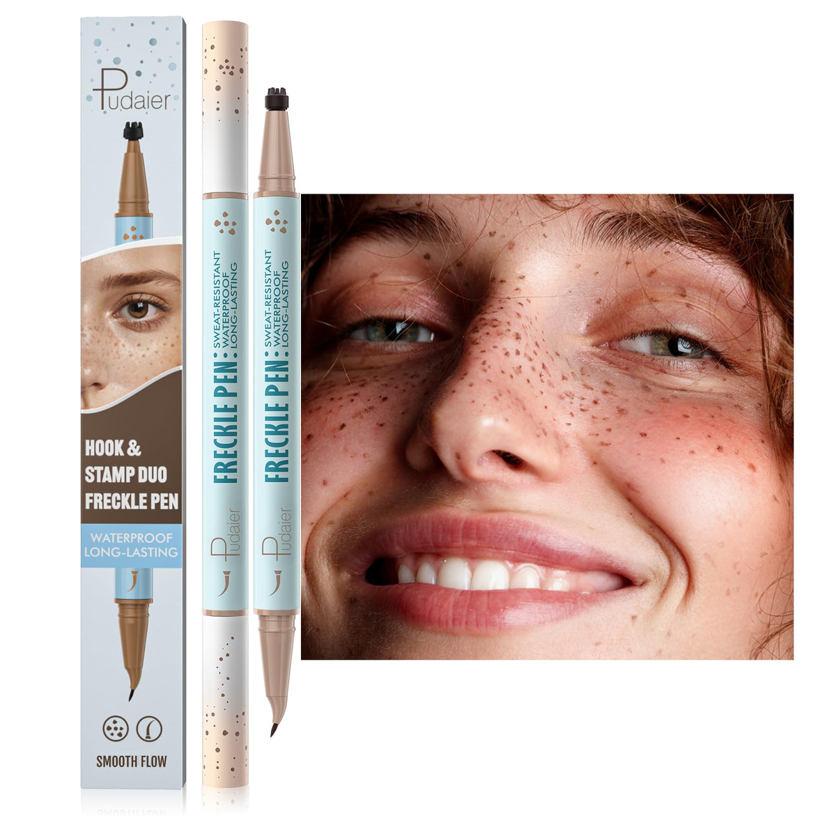 PUDAIER front packaging showing both freckle pens and color options for quick selection