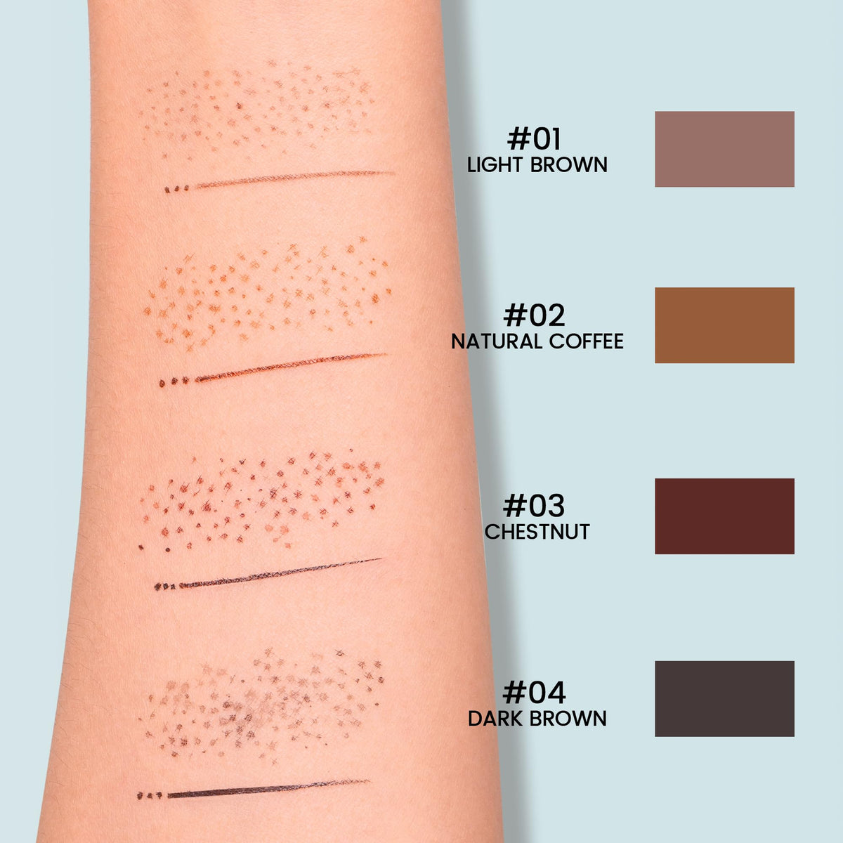PUDAIER pen in use applying freckles on cheek for natural sun-kissed finish