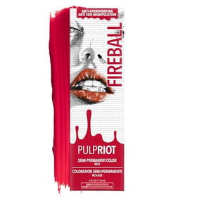 Pulp Riot Fireball front packaging showing bright red shade and tube benefit