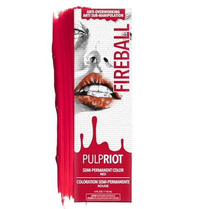 Pulp Riot Fireball front packaging showing bright red shade and tube benefit
