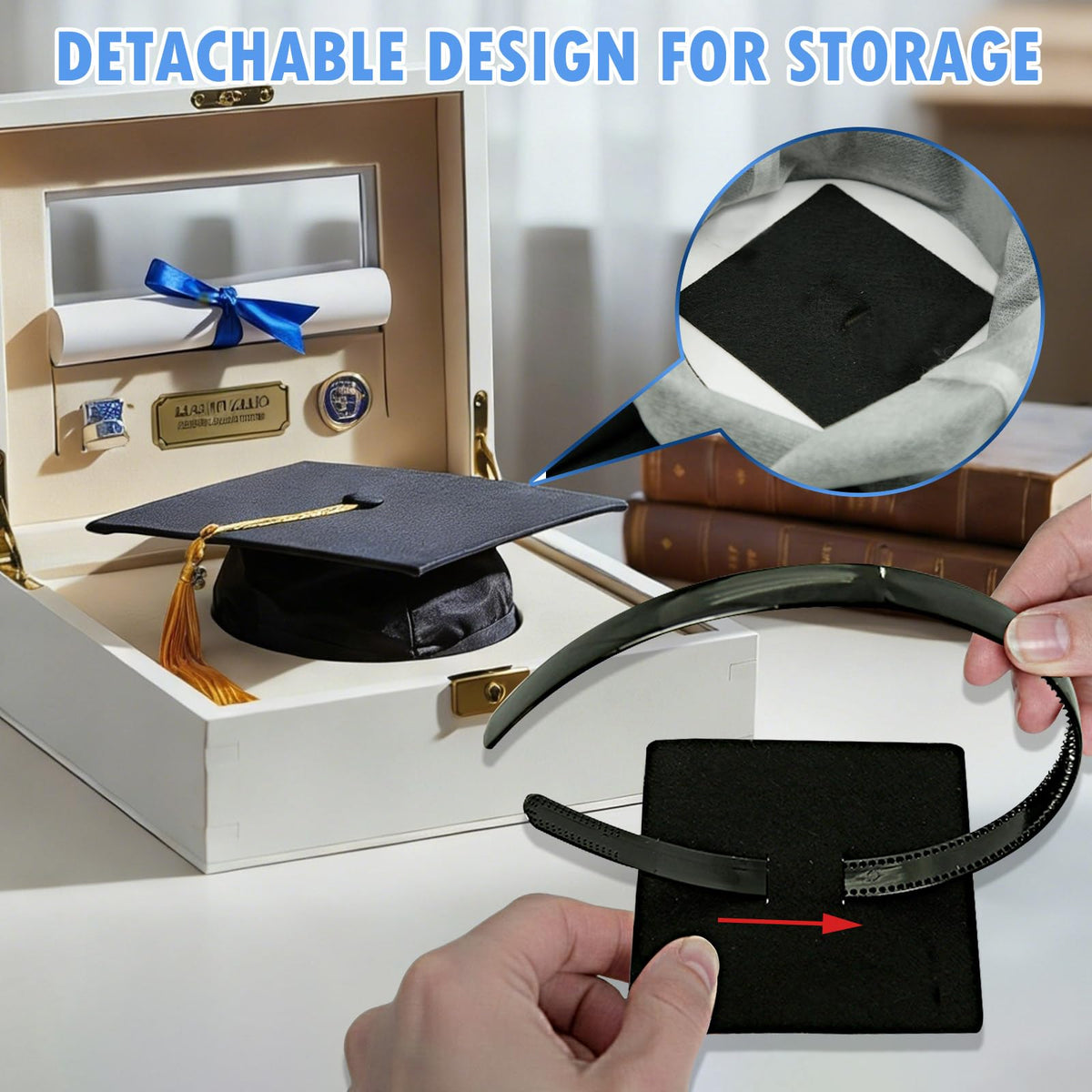 PUNCHMAN hand holding headband to show compact size and portability for ceremony day
