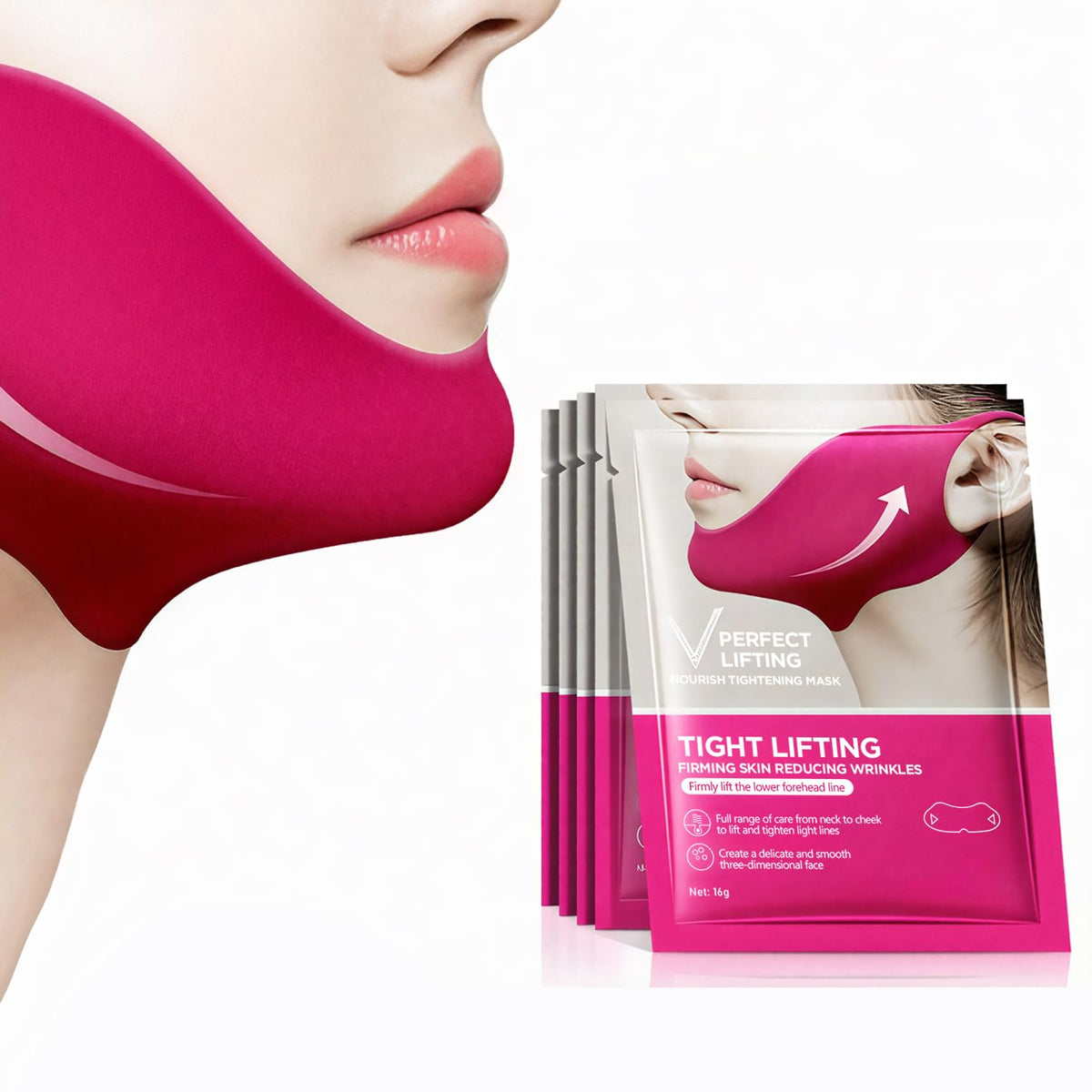 punkten front packaging showing 5-piece V line mask and benefits