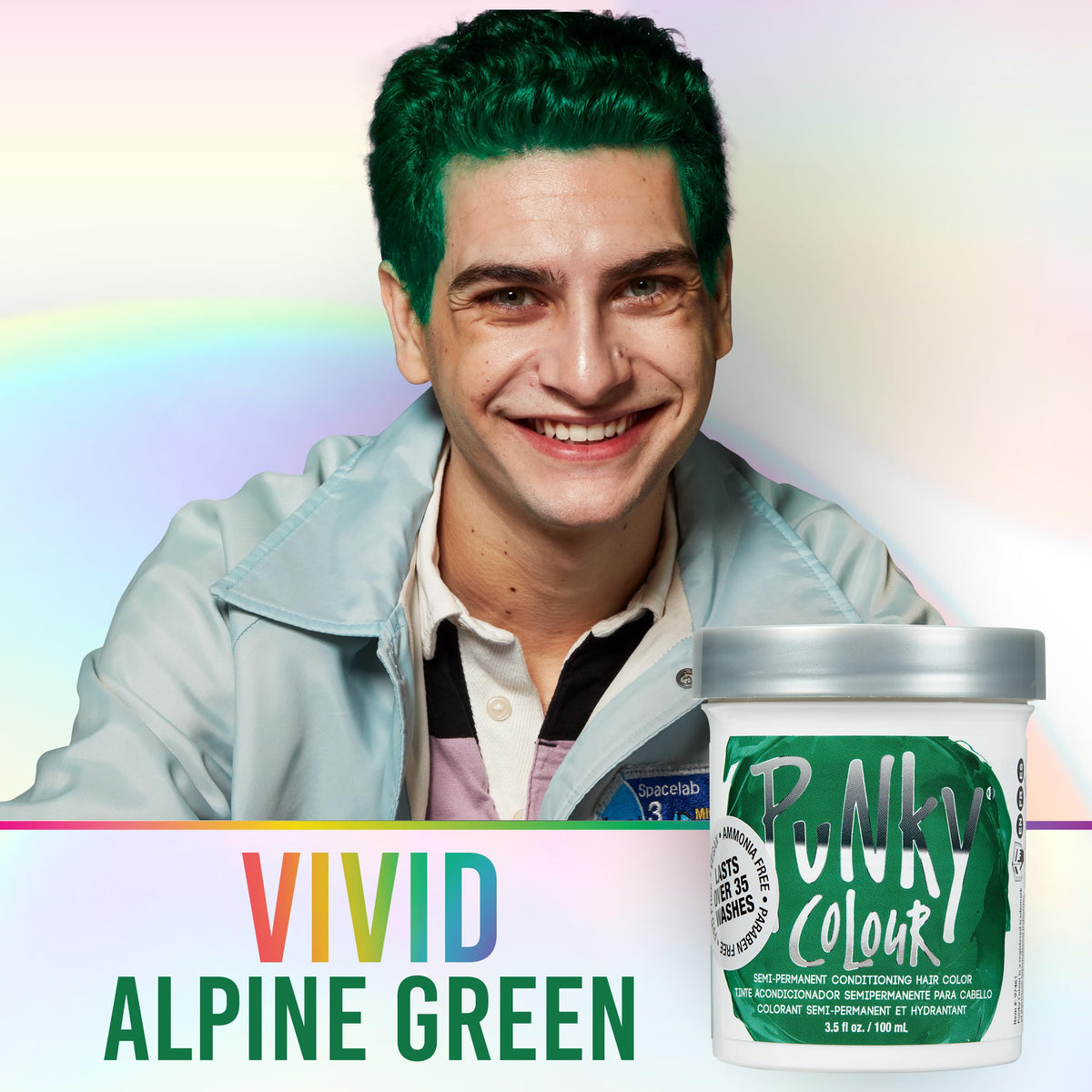 Punky alpine green applied on bleached strand for bright vivid result