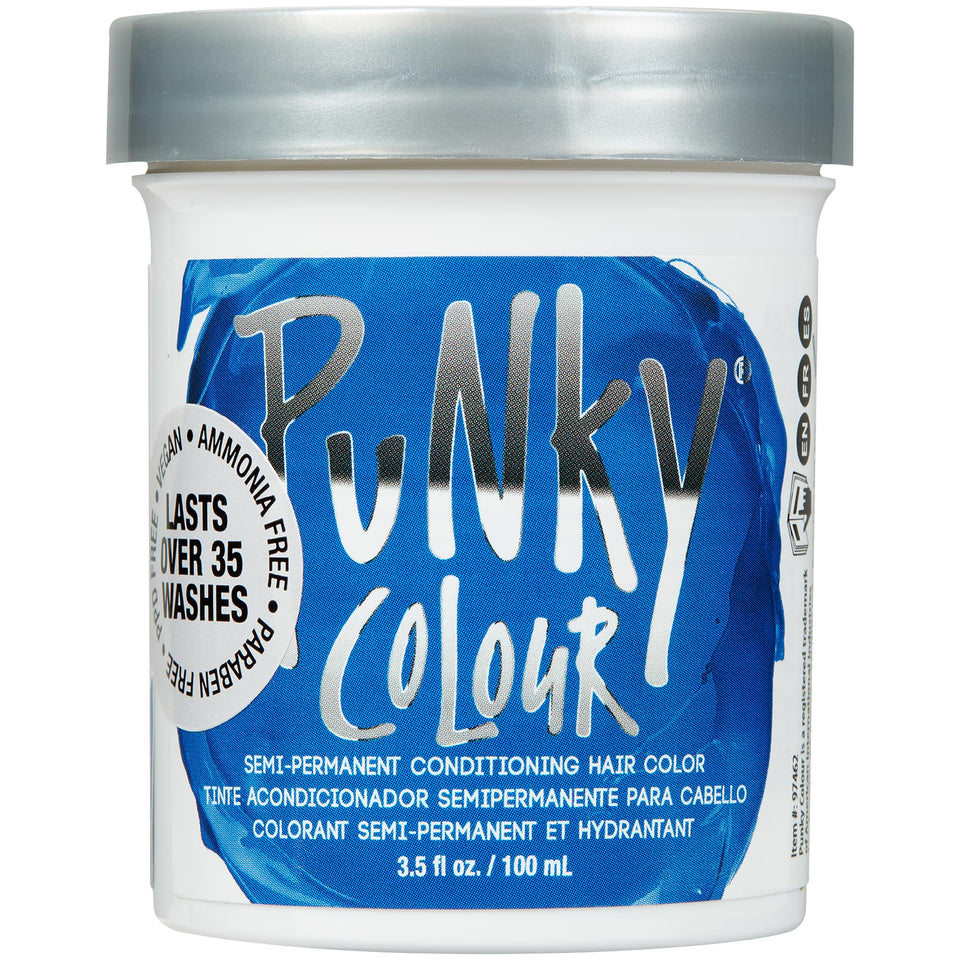 Punky front packaging showing Atlantic Blue dye and vegan claim, vibrant benefit