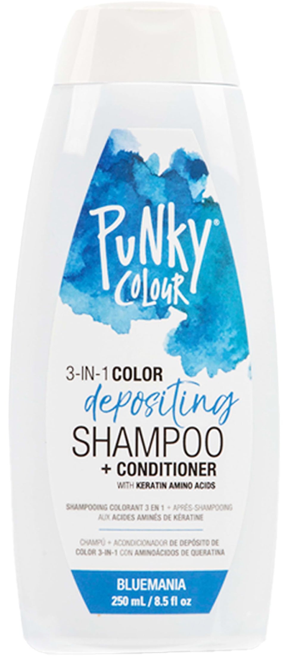 Punky Bluemania front bottle showing product and vibrant blue benefits