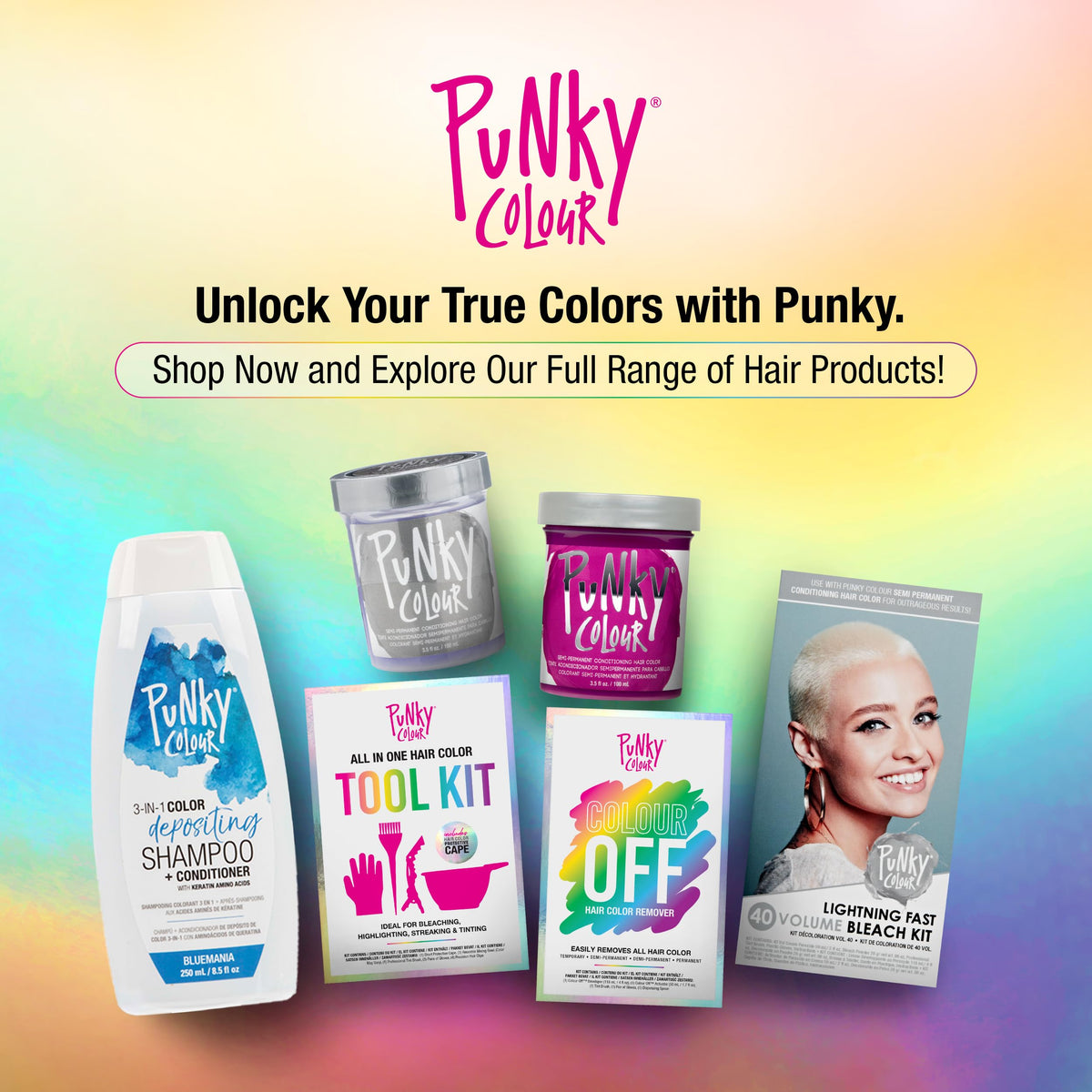 Punky Bluemania bottle in hand showing 8.5 fl oz size and travel-friendly benefit