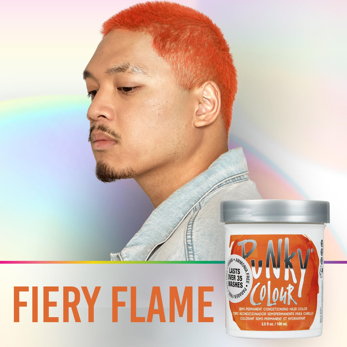 Punky color applied to mid-lengths and ends showcasing vivid orange payoff