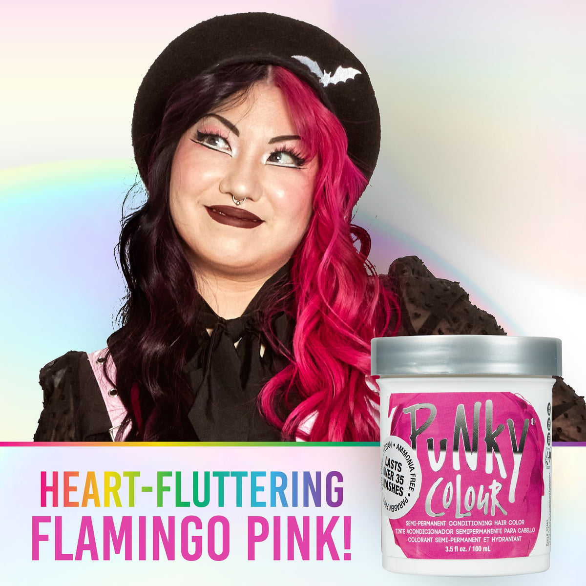Punky Flamingo Pink creamy texture swatch showing vivid pigment payoff