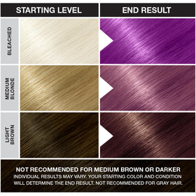 Punky before and after contrast on hair, displays visible color transformation