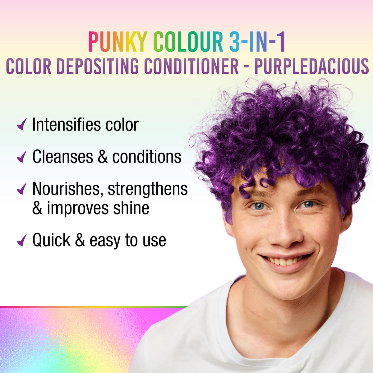 Punky creamy purple texture close-up demonstrating rich pigment and conditioning