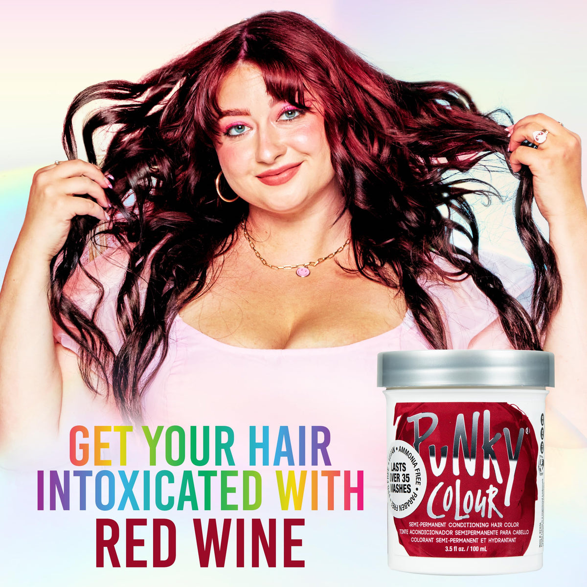 Punky before and after hair transformation showing vibrant red payoff benefit