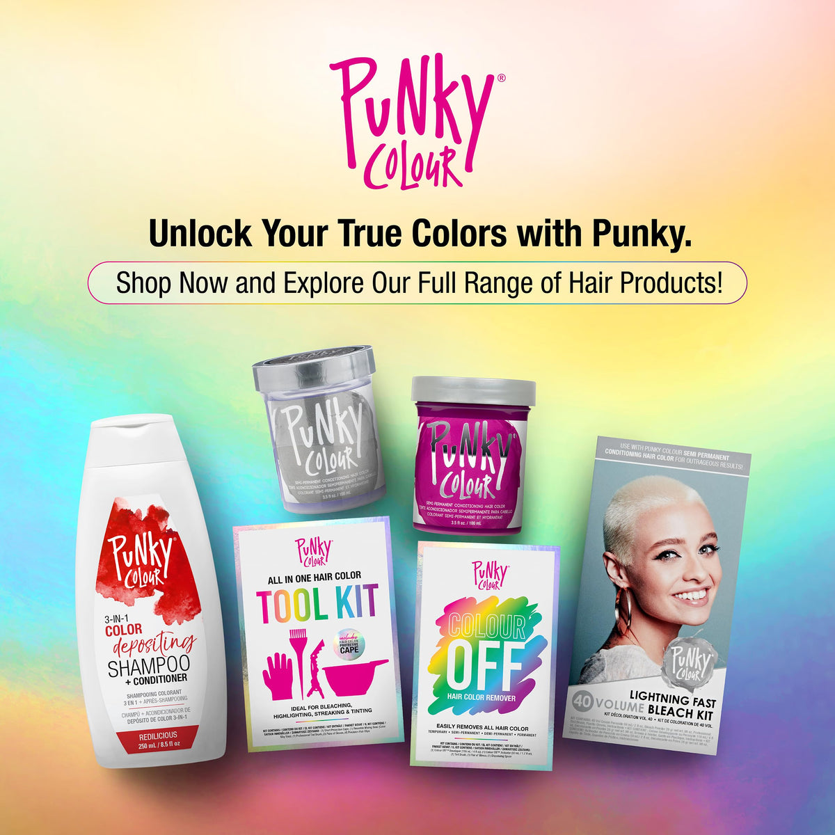Punky Redilicious bottle next to towel showing at-home salon convenience