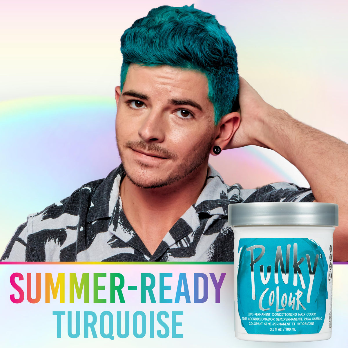 Punky turquoise applied to hair strands by hand for easy at-home use
