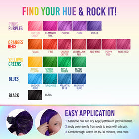 Punky violet lifestyle hairshot on model with glossy violet hair showing bold style benefit