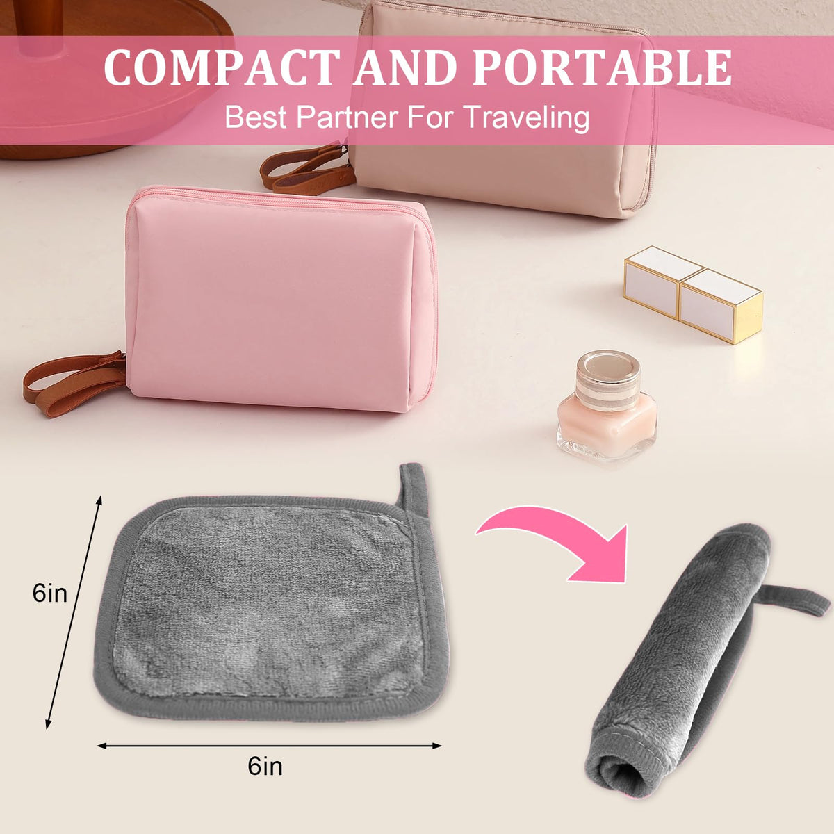 Puomue close-up of microfiber texture showing soft fibers for gentle makeup removal