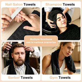 Puomue towels displayed on spa counter creating a tidy professional atmosphere