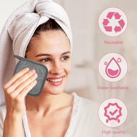 Puomue cloth removing eye makeup demonstrating effective stain lifting with water
