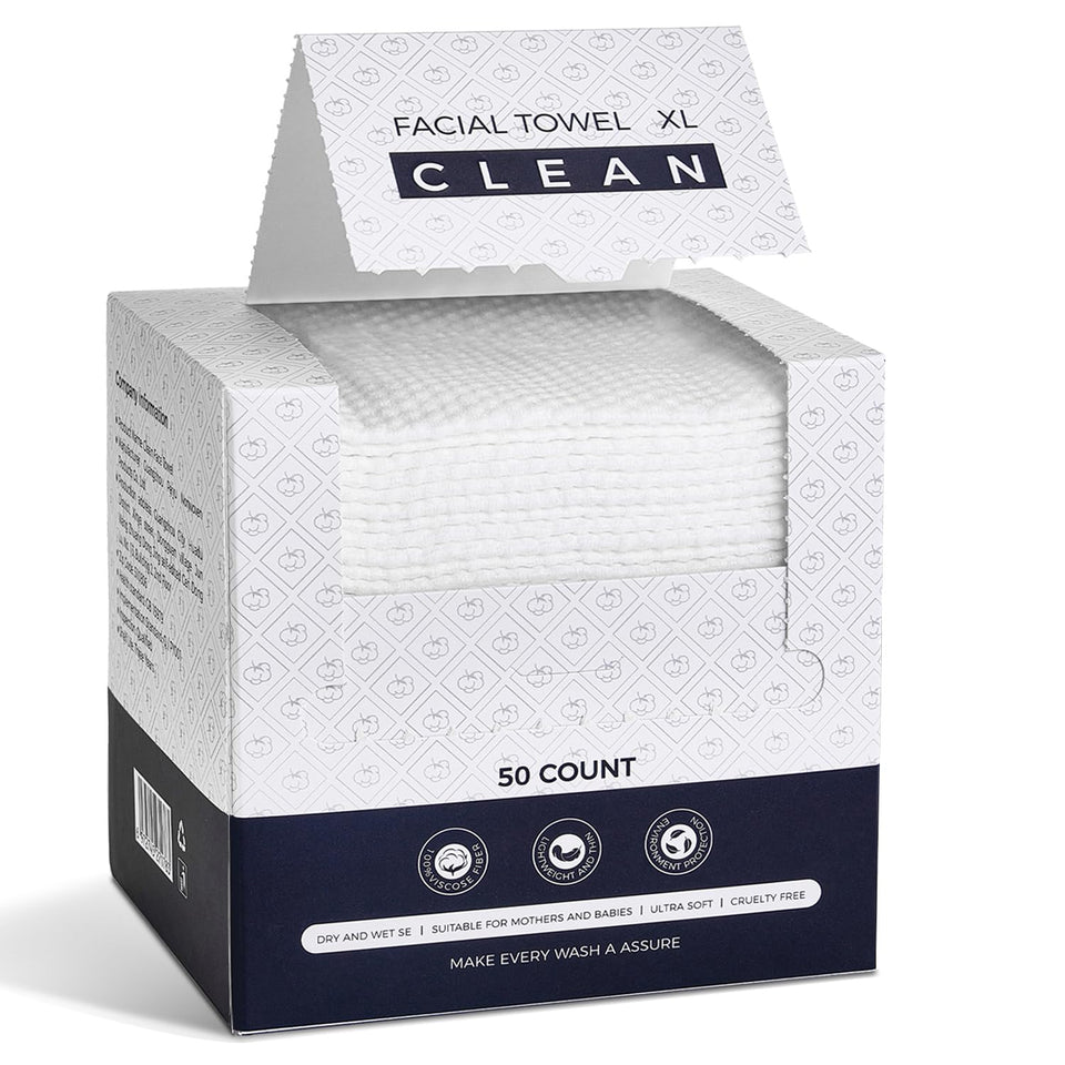 PUPUPE front packaging showing 50-count biodegradable face towels for convenience