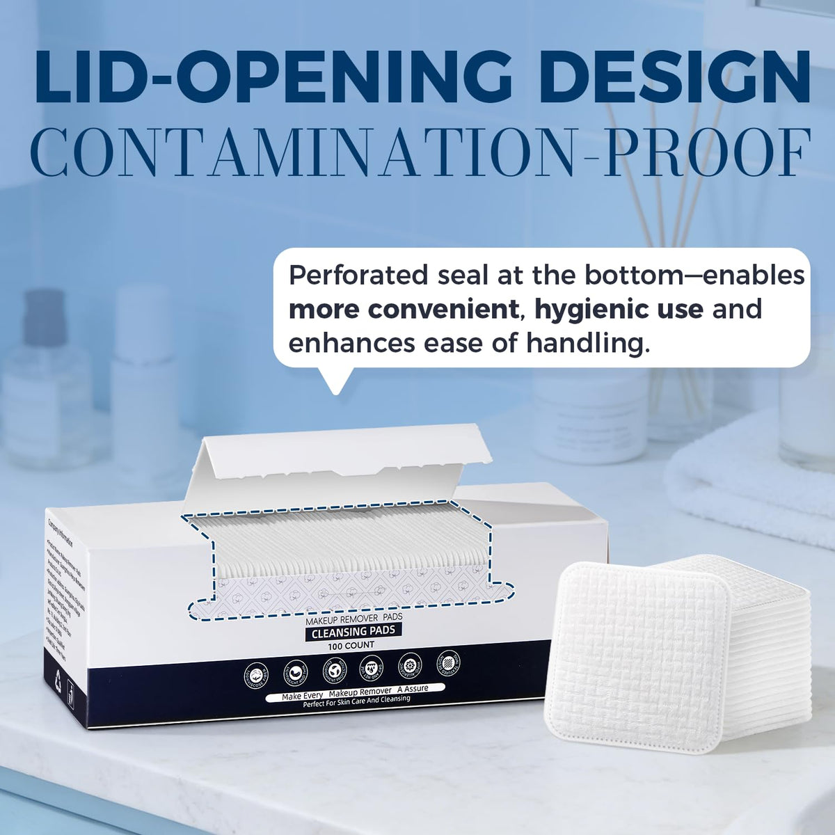 PUPUPE pads on bathroom vanity illustrating everyday skincare convenience