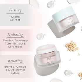 PÜR MINERALS open jar with visible ingredients label for transparency