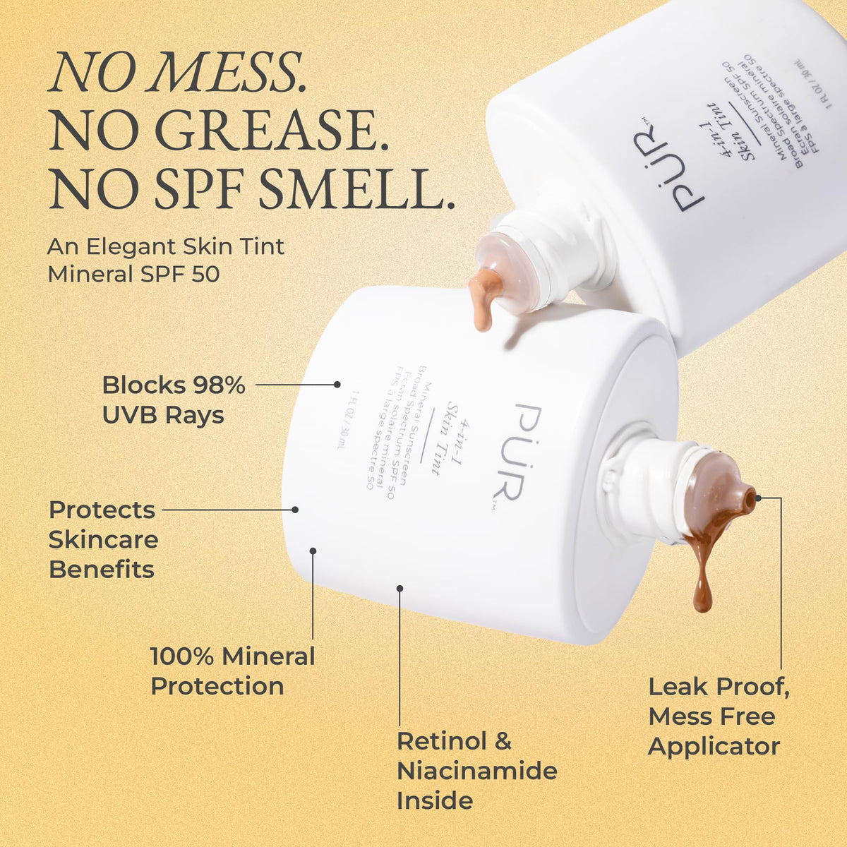 PÜR MINERALS close-up of dispensed texture highlighting lightweight spreadability