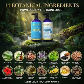 PURA D'OR active ingredients flatlay showing natural extract benefits