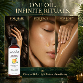 PURA D'OR applied to hair ends demonstrating added shine and reduced frizz