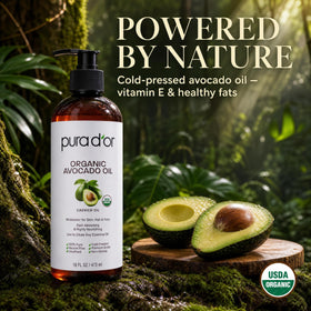 PURA D'OR cap and label detail emphasizing USDA Organic certification and pure ingredient benefit