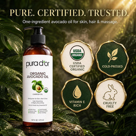 PURA D'OR being applied to hair ends demonstrating shine and frizz control benefit