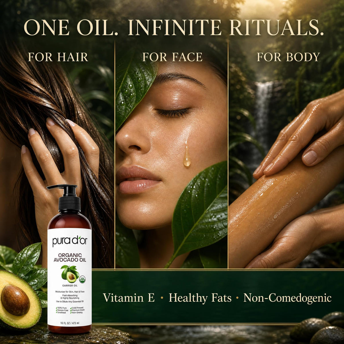 PURA D'OR used in a hand massage showing skin moisturization and relaxation benefit