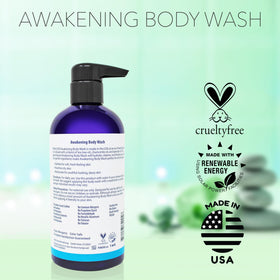 PURA D'OR bottle staged in bathroom setting promoting fresh uplifting scent