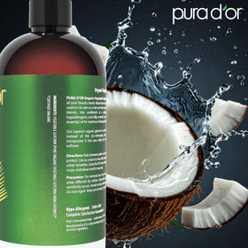 PURA D'OR glycerin in bathroom setting with products showing DIY convenience benefit
