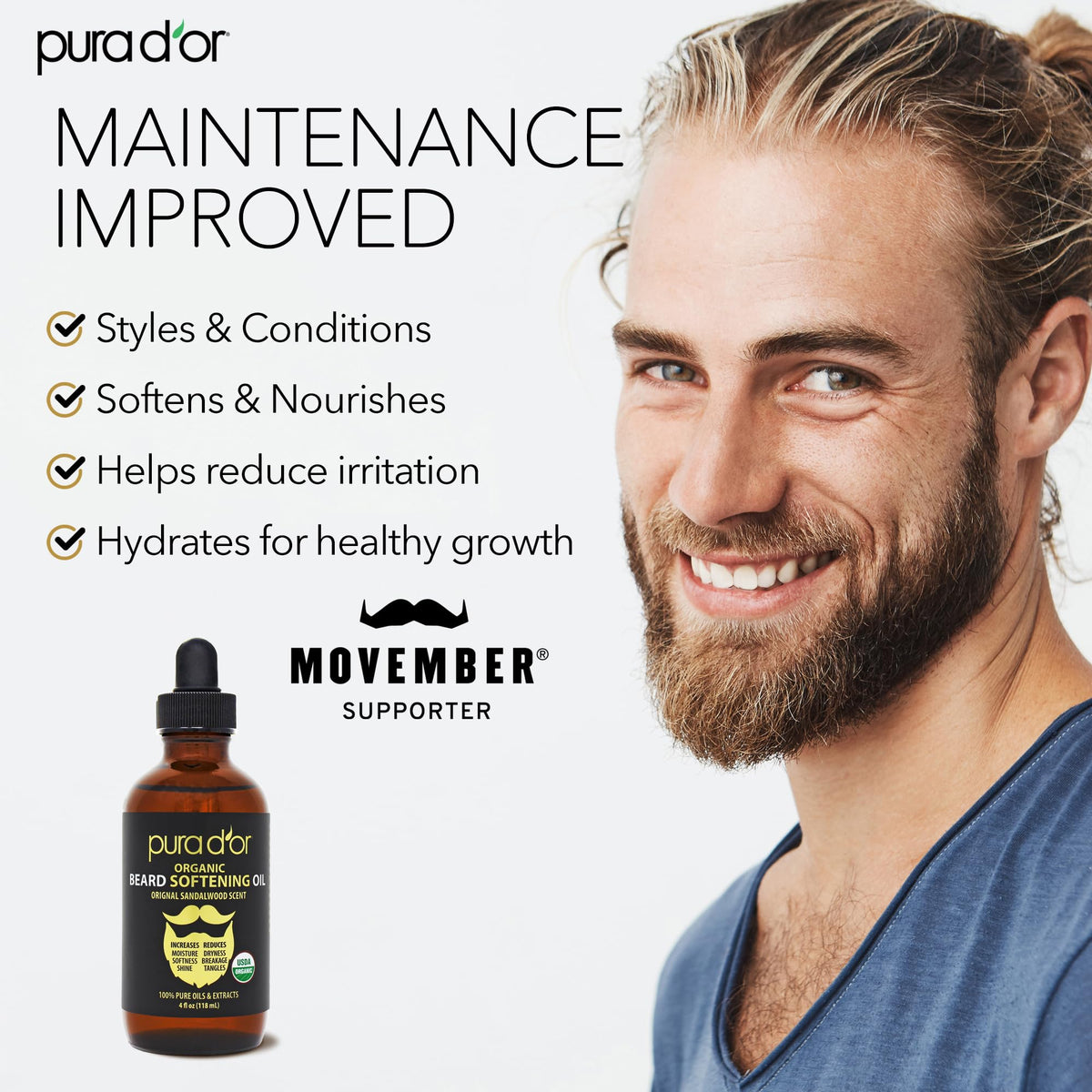 PURA D'OR dropper dispensing oil demonstrating easy, measured application benefit