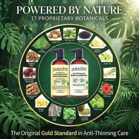 PURA D'OR botanical ingredients display highlighting natural nutrients