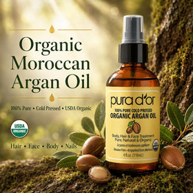 PURA D'OR oil texture close-up highlighting smooth, non-greasy absorption