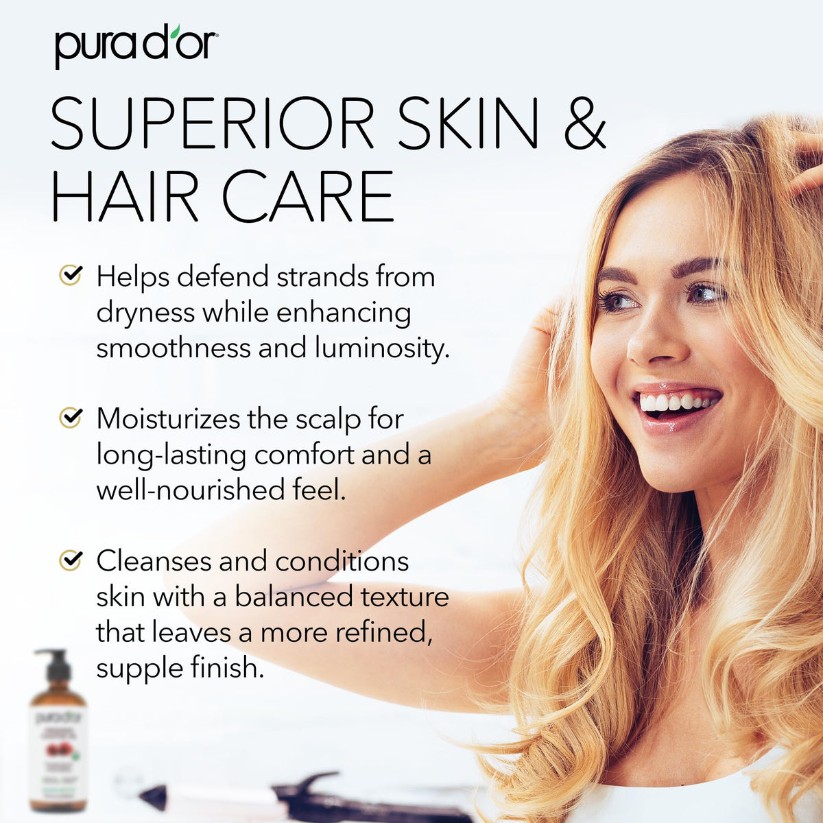 PURA D'OR oil texture close-up illustrating pure cold-pressed richness