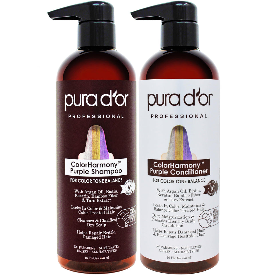 PURA D'OR front packaging showing ColorHarmony duo and benefits